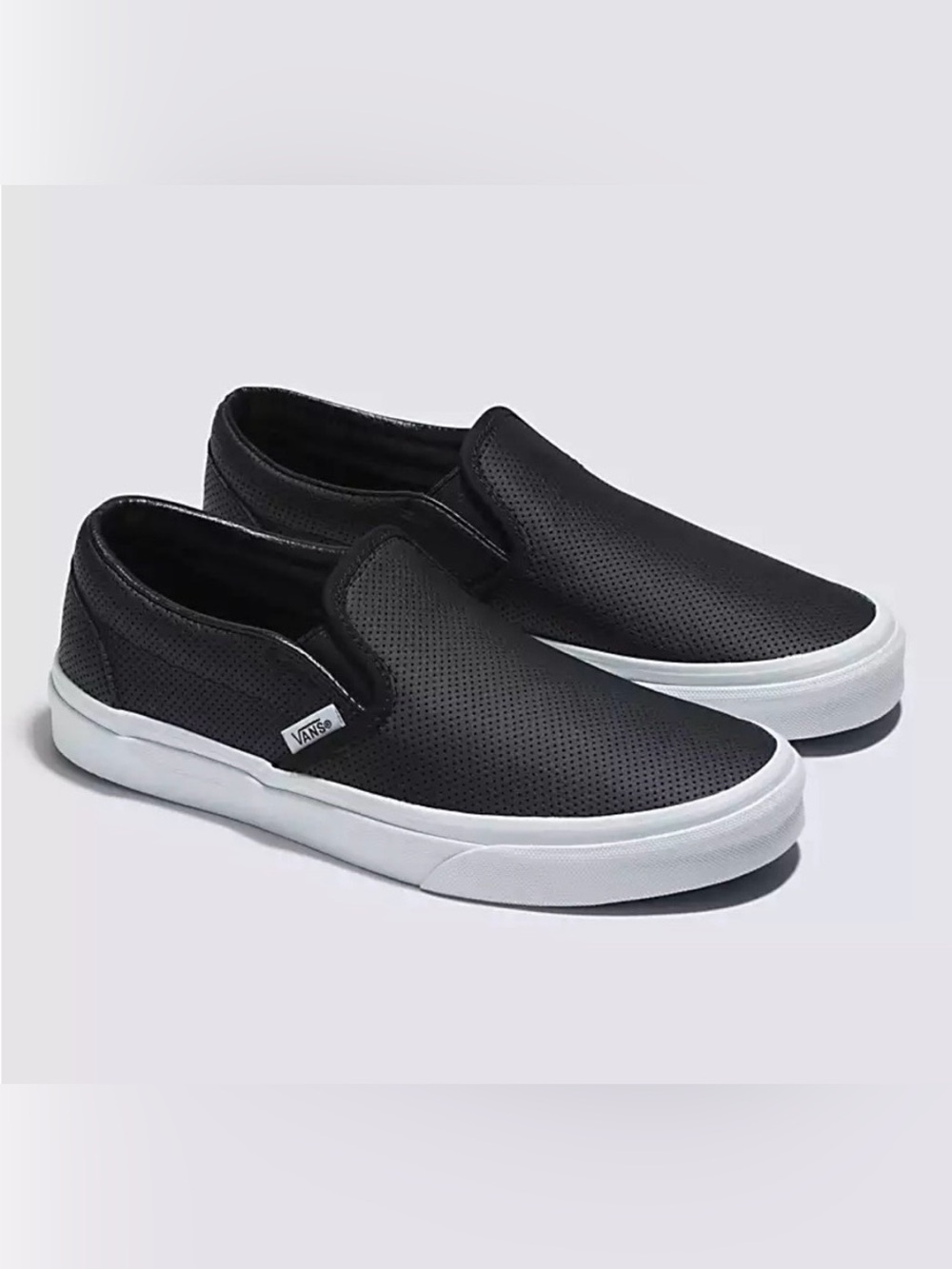 VANS Classic Slip-On Black Perforated Leather Unisex Shoes Size 6 NEW